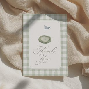 Salie groene Gingham Golf Baby Shower Bedankkaart