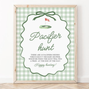 Salie Groene Gingham Golf Fopspeen Jacht Baby Show Poster