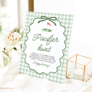 Salie Groene Gingham Golf Fopspeen Jacht Baby Show Reclamebord Met Voetstuk