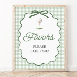 Salie Groene Gingham Strik Favorieten Golf Bordje Poster
