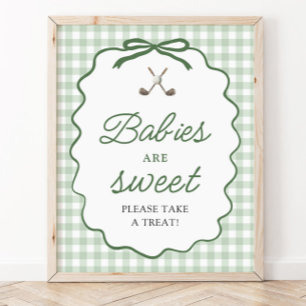 Salie Groene Gingham Strik Golf Baby's zijn Zoete  Poster