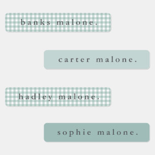 Salie Groene Gingham Waterdichte Naam Labels