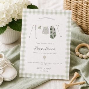 Salie groene Golf baby shower feest uitnodiging