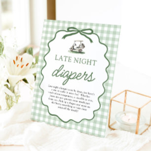 Salie Groene Golf Late Night Luiers Baby Shower Reclamebord Met Voetstuk