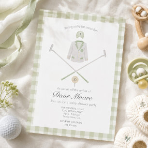 Salie groene Golf thema baby shower Uitnodiging