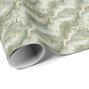 Salie Groene Goud Abstract Marmer Ontwerp Cadeaupapier