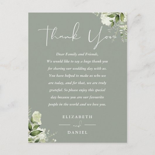 Salie Groene Groene Dank Je Trouwplekkaart Briefkaart (Voorkant)