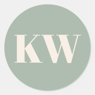 Salie Groene Grote Monogram Eerste Personalized Ronde Sticker