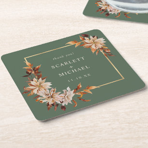 Salie Groene Herfst Papieren Coasters Vierkante Kartonnen Onderzetter