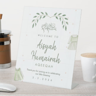 Salie Groene Islamitische Aqiqah Welkom Bord Reclamebord Met Voetstuk