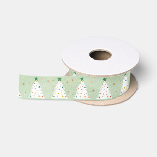 Salie Groene Kerstbomen Watercolor Patroon Lint