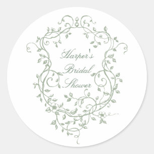 Salie Groene Klasse Franse Victoriaanse Bruiloftsb Ronde Sticker