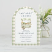 Salie Groene Lokale Gingham Baby Shower Kaart (Staand voorkant)