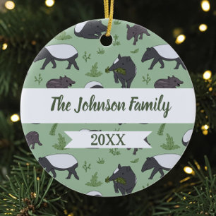 Salie Groene Maleise Tapir Familie Dier Keramisch Ornament