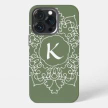 Salie Groene Mandala Monogram Moderne Eenvoudige A