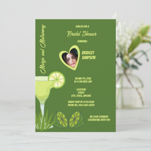 Salie Groene Margs En Huwelijk Bruids Portret Kaart (Staand voorkant)