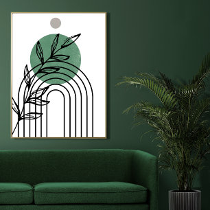 Salie Groene Mid-Century Botanische Geometrische Poster