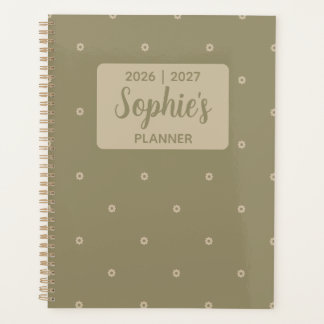 Salie Groene Minimalistische Bloem Acadeisch Jaar Planner