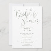 Salie groene moderne elegante script bruidsdouche kaart (Voorkant)