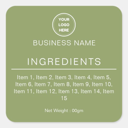 Salie Groene Moderne Logo Ingrediëntenlijst Label (Voorkant)