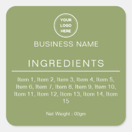Salie Groene Moderne Logo Ingrediëntenlijst Label