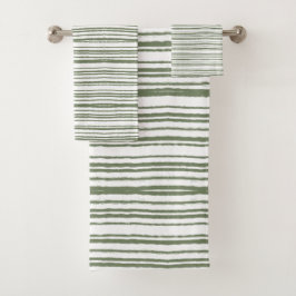 Salie Groene Moderne Minimalistische Gestreepte Ha Bad Handdoek