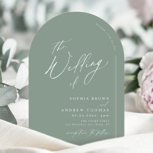 Salie groene moderne script minimalistische boog b kaart