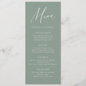 Salie groene moderne script minimalistische trouw menu (Voorkant)