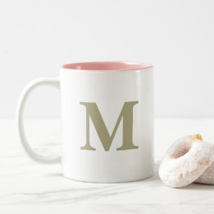 Salie Groene Monogram Eerste Letter Trouwcadeau Tweekleurige Koffiemok