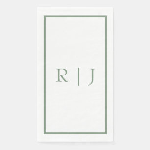 Salie Groene Monogram Eerste Letters Witte Eenvoud Servet