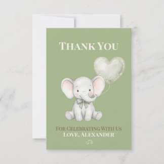 Salie Groene Olifant Eerste Verjaardag Bedankt