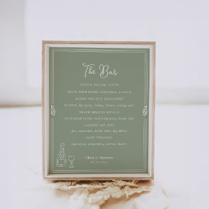Salie Groene Olijf Oude Rijke Bruiloft Bar Menu Bo Poster