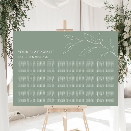 Salie Groene Olijfblad Bruiloft 30 Tafel Zitplaats Poster