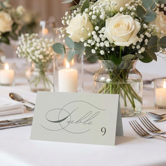 Salie Groene Olijftak Monogram Trouwtafel