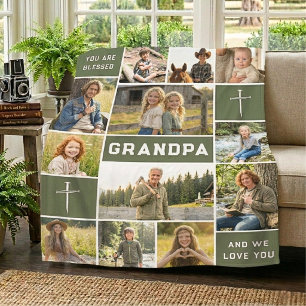 Salie Groene Opa 12 Foto Familiestuk Fleece Deken