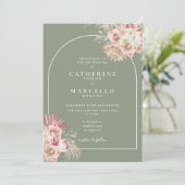 Salie Groene Pampas Gras Boho Boog Bloem Kaart (Staand voorkant)