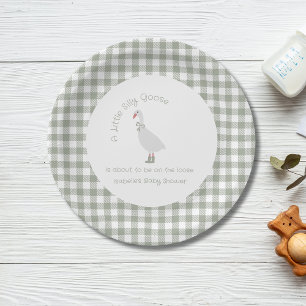 Salie Groene Preppy Dwaze Kleine Gans Baby Shower Papieren Bordje