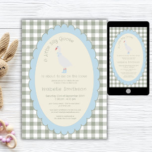 Salie Groene Preppy Dwaze Kleine Gans Babyfeestje Kaart