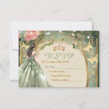 Salie Groene Prinsessen Jurk Bosfee RSVP Kaart