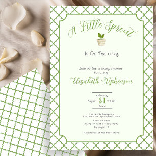 Salie Groene Quatrefoil Kleine Spruit Baby Shower Kaart