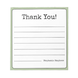 Salie Groene Retro Dank Je Wel Jouw Naam Gelinieer Notitieblok