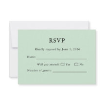 Salie Groene RSVP Kaart Minimaal Bewerkbaar Elegan