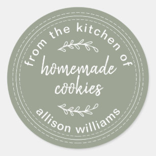 Salie Groene Rustieke Thuisgemaakte Koekjes Gepers Ronde Sticker