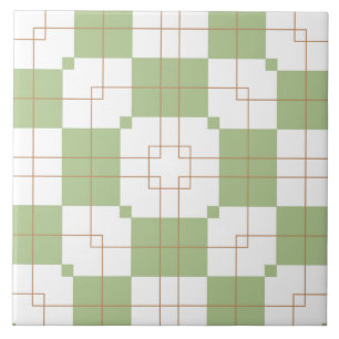 Salie Groene Rutpatroon Rasterontwerp Tegeltje