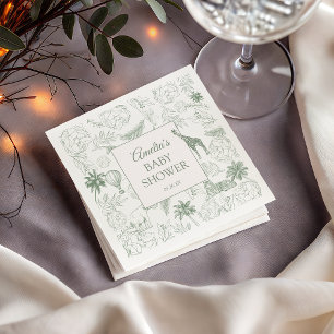 Salie Groene Safari Jungle Dieren Baby Shower Servet