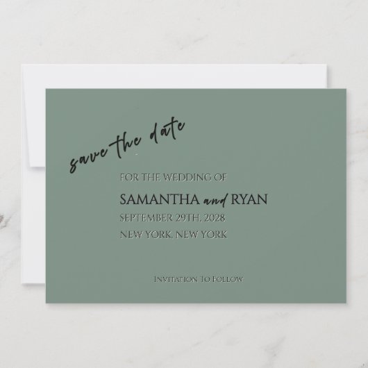 Salie groene Save the Date (Voorkant)