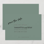 Salie groene Save the Date (Voorkant / Achterkant)