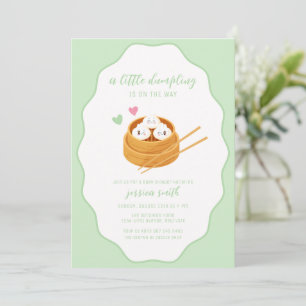 Salie Groene Schattige Aziatische Dumpling Baby Sh Kaart