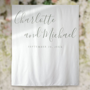 Salie Groene Script Bruidsfotohokje Achtergrond Wandkleed