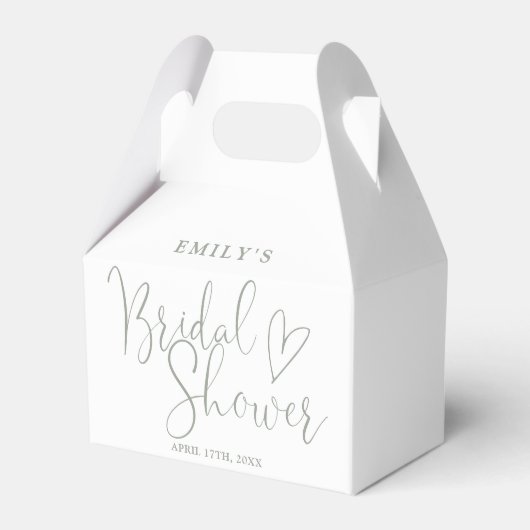 Salie groene script calligrafie bruidsdouche bedankdoosjes (Voorkant Zijde)